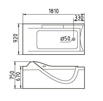Акриловая ванна Gemy G9055 K R 181x92x75 Акриловая ванна Gemy G9055 K R 181x92x75