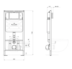 Инсталляция для унитаза Milleau MR0425-A5.0 крепление к полу и стене с регулировкой по высоте с шумоизоляцией