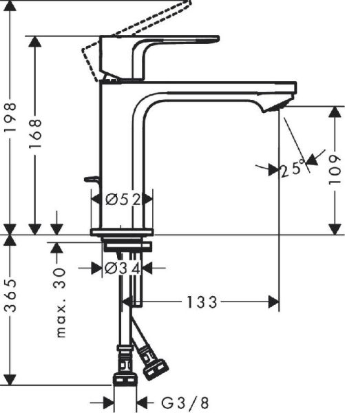 Смеситель для раковины Hansgrohe Rebris E 72589670 черный