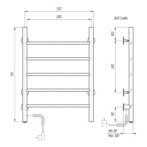 Полотенцесушитель электрический Domoterm Аврора DMT 109-5 50x71 EK L хром