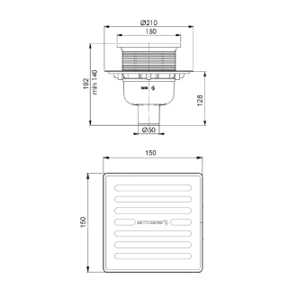 Трап с мульти-сифоном BETTOSERB 14702510 Superior Quadro 15х15 вертикальный выпуск Трап с мульти-сифоном BETTOSERB 14702510 Superior Quadro 15х15 вертикальный выпуск