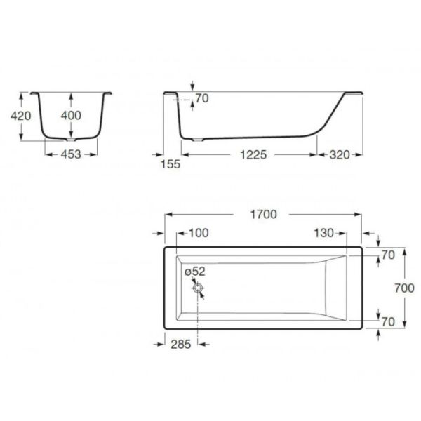 Ванна чугунная Delice Eclat DLR230621-AS 170х70 с антискользящим покрытием
