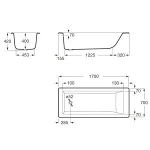 Ванна чугунная Delice Eclat DLR230621R 170х70 с отверстиями под ручки