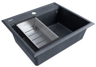 Комплект Paulmark: мойка Stepia 60 и коландер Advance PM115951-DG+A375-BS графит/брашированная нержавеющая сталь Комплект Paulmark: мойка Stepia 60 и коландер Advance PM115951-DG+A375-BS графит/брашированная нержавеющая сталь