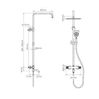 Душевая стойка WasserKRAFT Muritz Thermo 98101.118.126 с термостатическим смесителем хром
