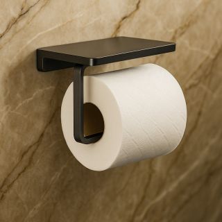 Держатель для туалетной бумаги с полочкой Knotlor PH101BL, черный