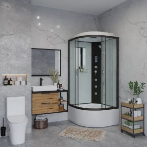 Душевая кабина Niagara NG-6707-14F с гидромассажем 80x80см чёрный/прозрачное
