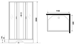 Душевая кабина Niagara NG-43185-14QBK 110x80см серебро/матовое