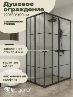 Душевой уголок Niagara Eco NG-1012-14QKL 120x80 см профиль чёрный стекло клетка
