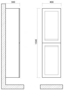 Шкаф подвесной Art&Max Platino 40x150см белый глянцевый AM-Platino-1500-2A-SO-BL