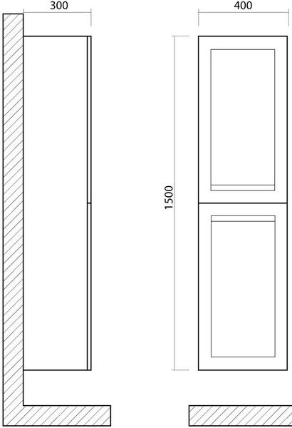 Шкаф подвесной Art&Max Platino 40x150см белый матовый AM-Platino-1500-2A-SO-BM
