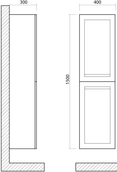 Шкаф подвесной Art&Max Platino 40x150см серый матовый AM-Platino-1500-2A-SO-GM