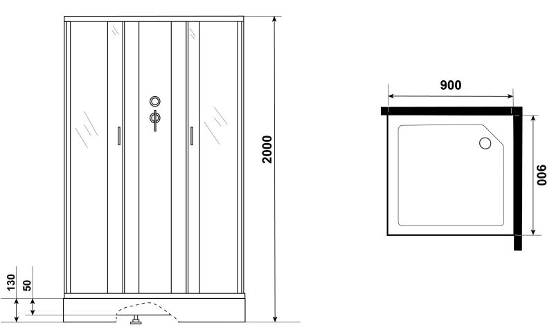 Душевая кабина Niagara NG-1101-14BK 90x90см серебро/матовое
