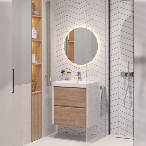 Тумба под раковину подвесная Velvex Gesso tp.GES.9696.60.2Y белый матовый/дуб сонома, 60 см