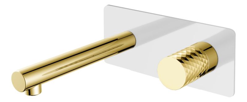 Встраиваемый смеситель для раковины Boheme Stick 125-WG белый/золото