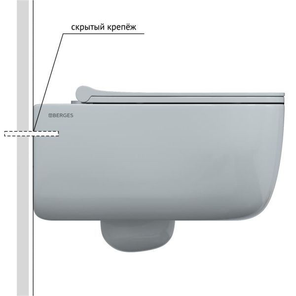 Подвесной унитаз Berges EGO XL Rimless белый 082118 сиденье Toma Slim SO микролифт быстросъёмное