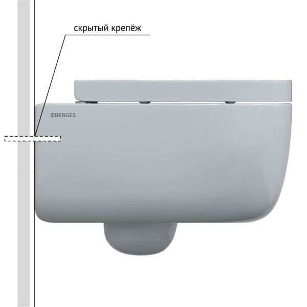 Подвесной унитаз Berges EGO XL Rimless белый 082124 сиденье Toma SO микролифт быстросъёмное