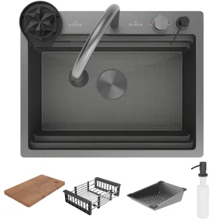 Кухонная мойка RoxenBath Stage Plus 60-BS Plus 560250-60-BS графит текстурное покрытие