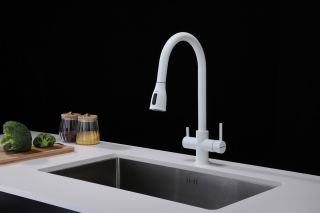 Смеситель для кухни Paulmark Lange La214212-431 белый матовый Смеситель для кухни Paulmark Lange La214212-431 белый матовый
