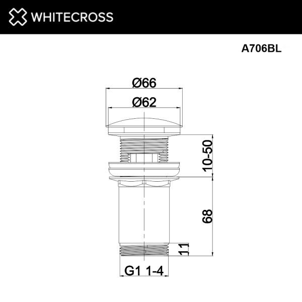 Донный клапан для раковины WHITECROSS A706GM клик-клак оружейная сталь
