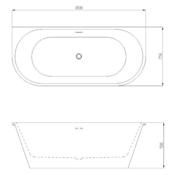 Акриловая ванна Azario ELCON ELC18075 пристенная 1800x750x580 Акриловая ванна Azario ELCON ELC18075 пристенная 1800x750x580