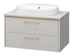 Подвесная тумба под раковину Brevita Elche ELC-01080-0502Я 80см серый кашемир/золото