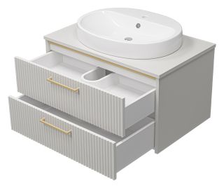 Подвесная тумба под раковину Brevita Elche ELC-01080-0502Я 80см серый кашемир/золото Подвесная тумба под раковину Brevita Elche ELC-01080-0502Я 80см серый кашемир/золото
