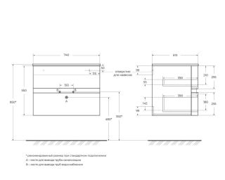CEZARES ELETTRA 55521 тумба под раковину 75 см bianco opaco