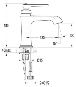 Смеситель для раковины, хром Cezares LIBERTY-F-LS-01-W0