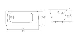 Ванна чугунная Goldman Elite ET16070 160x70см с ножками