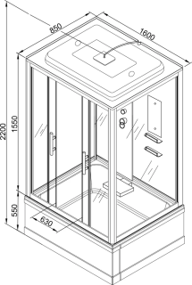 Душевая кабина AvaCan EM4516 с LED-подсветкой и гидромассажем 160x85 см Душевая кабина AvaCan EM4516 с LED-подсветкой и гидромассажем 160x85 см