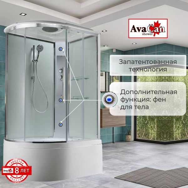 Душевая кабина EM5812RT стандартная прозрачная