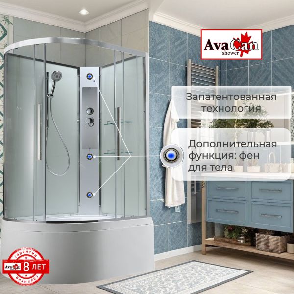 Душевая кабина EM5912RNT без крыши прозрачная