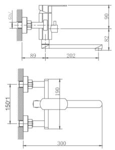 Смеситель для ванны Haiba HB60806 сталь