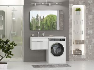Подвесная тумба раковину Brevita Enfida ENF-09060-011Я под стиральную машину 60см белый