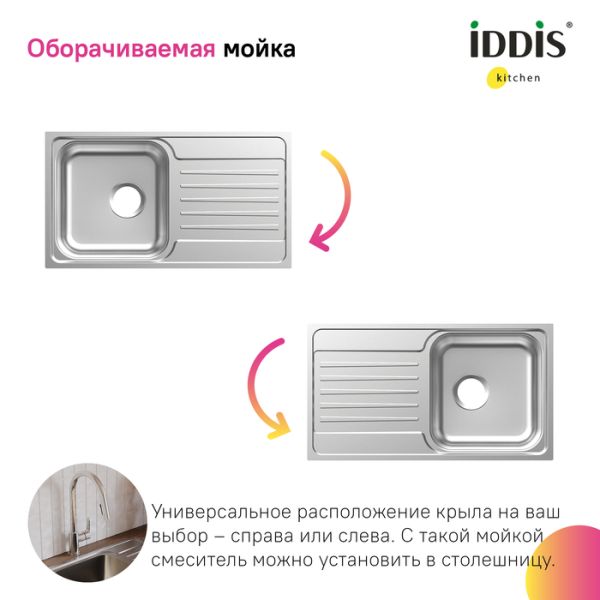 Кухонная мойка IDDIS Sound SND78SDi77 78см сталь