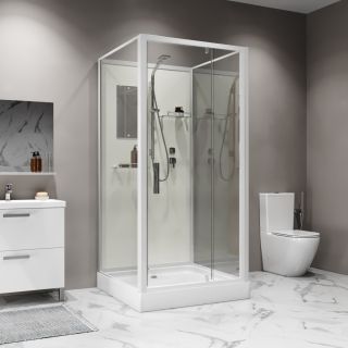 Душевая кабина Niagara Standart ST80/15Q/BK 80x80 см профиль белый стекло прозрачное