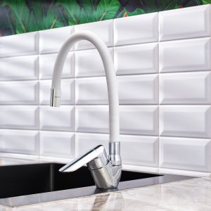 Смеситель для кухни BOOU B8274-10F-E306A хром/белый