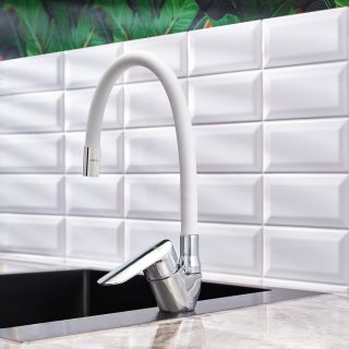 Смеситель для кухни BOOU B8274-10F-E306A хром/белый Смеситель для кухни BOOU B8274-10F-E306A хром/белый