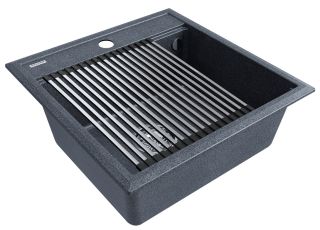 Комплект Paulmark: мойка Stepia 50 и ролл-мат Step PM115051-DG+R375-BS графит/брашированная нержавеющая сталь Комплект Paulmark: мойка Stepia 50 и ролл-мат Step PM115051-DG+R375-BS графит/брашированная нержавеющая сталь