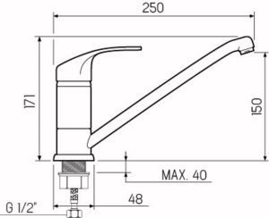 Смеситель для кухни РМС SL85-004FBS-25 хром