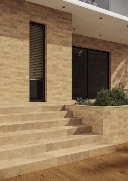 Ступень прямая Ceramika Paradyz Эримайт бежевая структурная 80967, 30x60 (1,44)