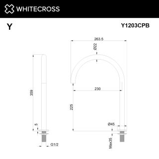 Излив отдельностоящий Whitecross Y1203CPB брашированная медь