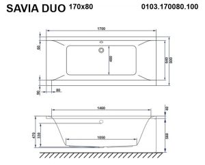 Гидромассажная ванна Whitecross Savia Duo 0103.170080.100.LINE.BR 170x80см Line бронза