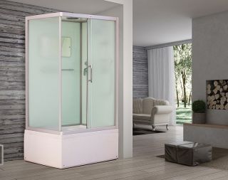 Душевая кабина ESBANO EST-129 CKRB правый профиль хром матовый стекло рифленое