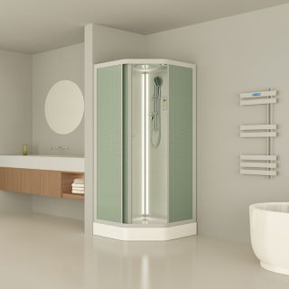 Душевая кабина ESBANO ES-L 100 PR (с подсветкой) профиль белый стекло рифленое