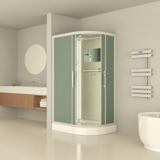 Душевая кабина ESBANO ES-L 115 СR лев. (с подсветкой) профиль белый стекло рифленое