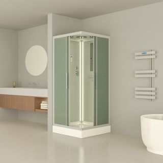 Душевая кабина ESBANO ES-L 90 CKR (с подсветкой) профиль белый стекло рифленое