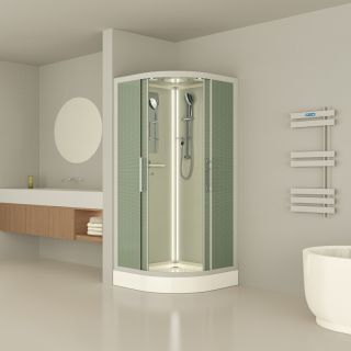 Душевая кабина ESBANO ES-L 90 CR (с подсветкой) профиль белый стекло рифленое