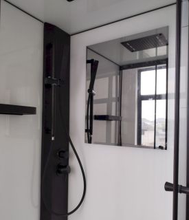 Душевая кабина ESBANO ESM-108 CKR правый профиль черный матовый стекло прозрачное